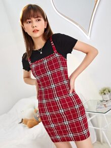 SHEIN Bộ hai mảnh Gái Sọc ca rô Ăn mặc đẹp - Nhiều màu - Xem 6