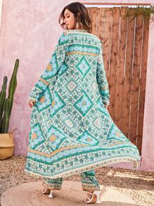 Mulvari Bộ đồ hai mảnh nữ mép Họa tiết khăn Boho - Nhiều màu - Xem 2