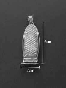 1入組男士紋理質感金屬DIY吊墜 - 銀色 - 查看 3