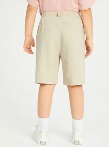 SHEIN Toddler Girls Button Detail Bermuda Shorts - Khaki - View 2