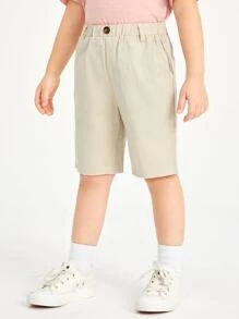 SHEIN Toddler Girls Button Detail Bermuda Shorts - Khaki - View 4