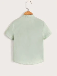 SHEIN 小男童前口袋素色襯衫 - 薄荷綠 - 查看 2