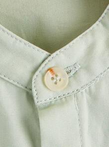 SHEIN 小男童前口袋素色襯衫 - 薄荷綠 - 查看 3