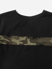 SHEIN Boys Camo Print Tee & Track Shorts Set - Multicolor - View 3