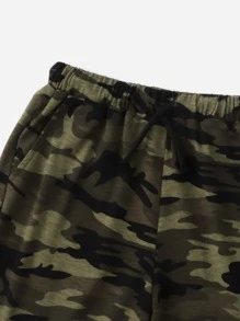 SHEIN Boys Camo Print Tee & Track Shorts Set - Multicolor - View 4