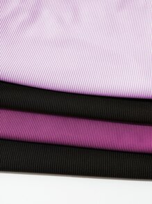 Chiquease 4pcs Asymmetrical Neck Cut Out Bodysuit - Multicolor - View 4