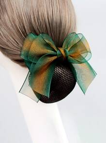 蝴蝶結和網狀裝飾髮夾 - 彩色 - 查看 1