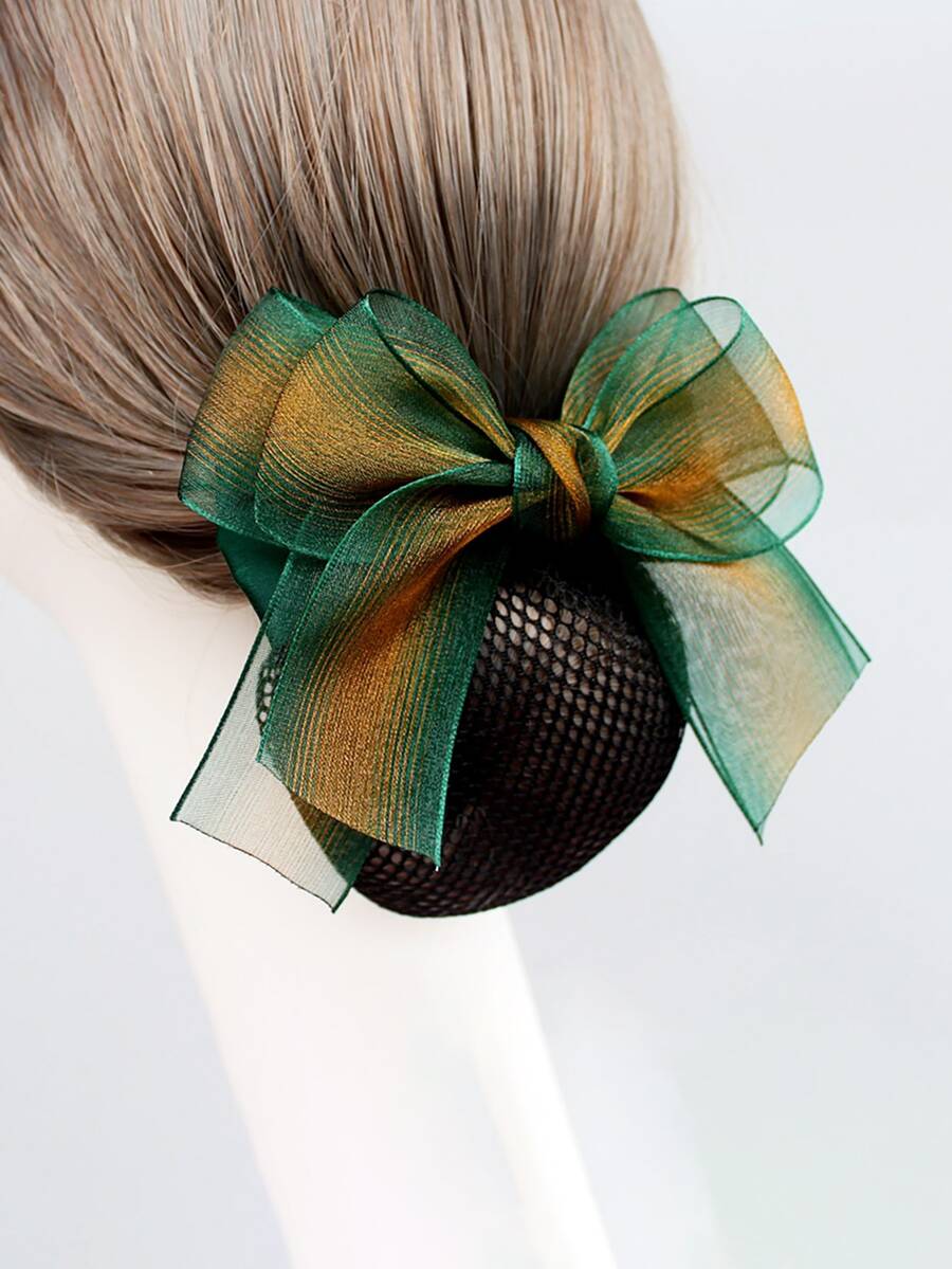 蝴蝶結和網狀裝飾髮夾 - 彩色 - 查看 1