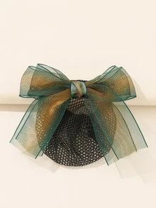 蝴蝶結和網狀裝飾髮夾 - 彩色 - 查看 4