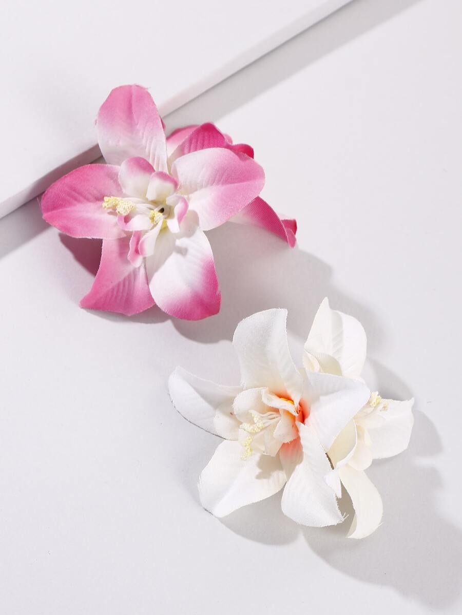 2 piezas Clip de pelo con flor artificial decorativa para mujer, estilo bohemio, para el Día de San Valentín, uñas de cabello, pinzas de cabello