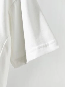 Manfinity Hypemode Men Slogan Patched Drop Shoulder Tee - White - View 3