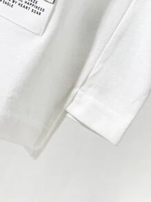 Manfinity Hypemode Men Slogan Patched Drop Shoulder Tee - White - View 5