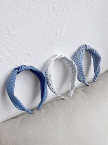 3pcs Polka Dot Print Knot Hair Hoop Headbands For Daily Travel Dating Vacation - Multicolor - View 2