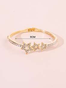 Rhinestone & Star Decor Bangle - Yellow Gold - View 4