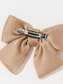 雪紡蝴蝶結裝飾髮夾 - 卡其色 - 查看 3