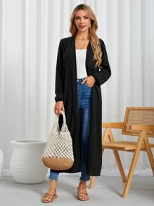 Swim Basics Kimono unicolor con cinturón largo - Negro - Ver 5