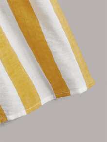 SHEIN Girls Striped Print Flared Skirt - Yellow - View 4