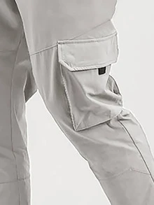 Manfinity 男士字母圖案翻蓋口袋抽繩下擺 - 灰色 - 查看 3