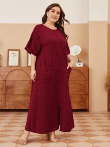 Mulvari Vestido con caída de hombros y bolsillos dobles en color rojo burdeos - Burdeos - Ver 4