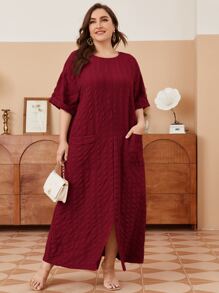 Mulvari Vestido con caída de hombros y bolsillos dobles en color rojo burdeos - Burdeos - Ver 5