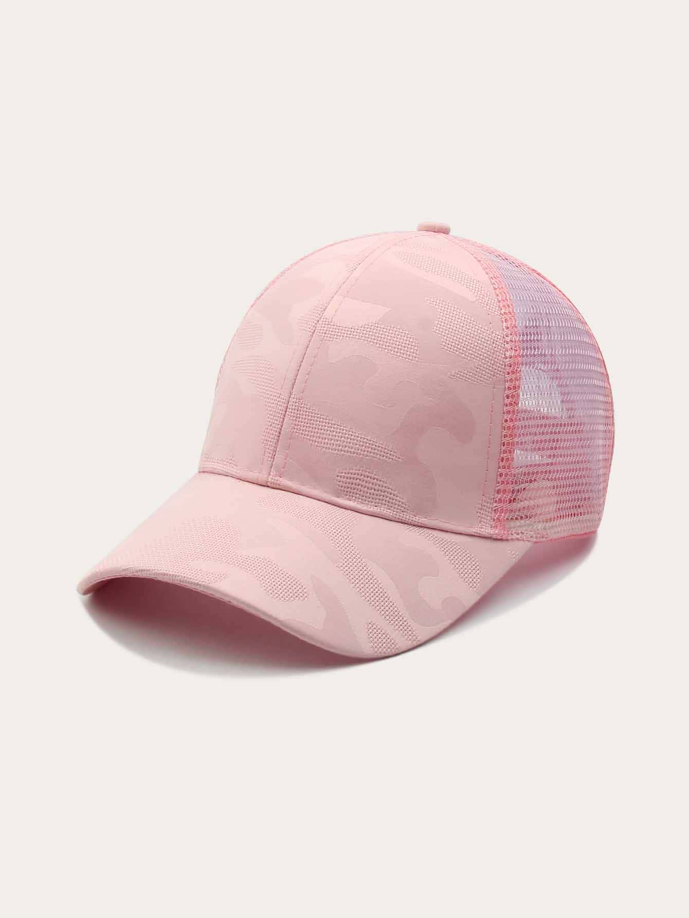 Gorra de béisbol de malla en contraste - Rosa - Ver 1