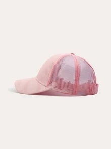 Gorra de béisbol de malla en contraste - Rosa - Ver 2