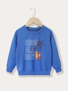 Áo nỉ bé trai Nhiệt đới Slogan Giải trí - Màu xanh lam - Xem 1