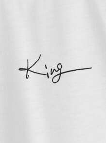 SHEIN Niños Camiseta con estampado de letra de cuello redondo - Blanco - Ver 3