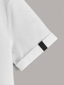 SHEIN Niños Camiseta con estampado de letra de cuello redondo - Blanco - Ver 4