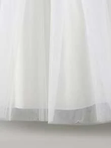 SHEIN Girls Contrast Lace Mesh Overlay Cami Dress - White - View 5