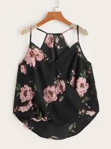 SHEIN Floral Print High-low Hem Cami Top - Multicolor - View 1