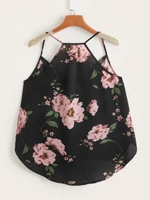 SHEIN Floral Print High-low Hem Cami Top - Multicolor - View 2
