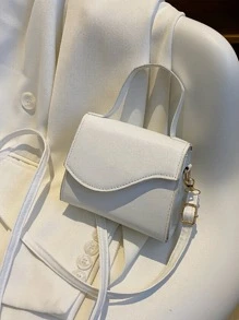Mini Minimalist Flap Square Bag - White - View 1