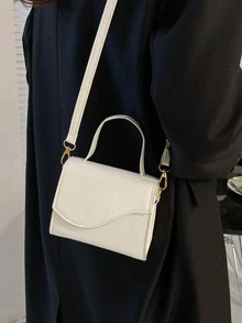 Mini Minimalist Flap Square Bag - White - View 4