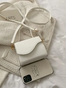 Mini Minimalist Flap Square Bag - White - View 7