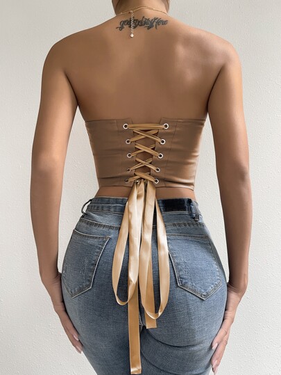 Top bandeau à œillets à lacets bustier