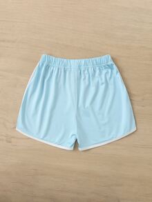 Quần Short Gái Tương phản ràng buộc Tim Giải trí - Màu xanh nhạt - Xem 2
