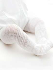 嬰兒素色褲襪 - 白色 - 查看 2