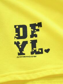 SHEIN Young Boy Letter Graphic Tee & Shorts - Multicolor - View 3