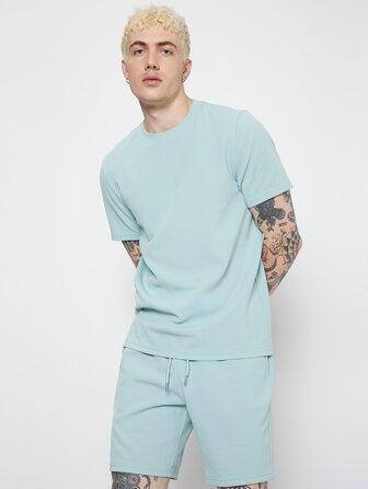 uomo monocolore Maglietta & cravatta in vita shorts Set