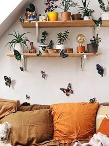 12pcs 3D Butterfly Sticker, Colorful Self Adhesive Butterfly Wall Decoration For Home Decor - Multicolor - View 2