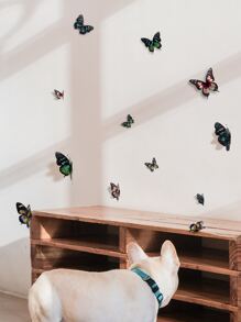 12pcs 3D Butterfly Sticker, Colorful Self Adhesive Butterfly Wall Decoration For Home Decor - Multicolor - View 5