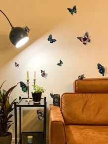 12pcs 3D Butterfly Sticker, Colorful Self Adhesive Butterfly Wall Decoration For Home Decor - Multicolor - View 9
