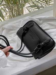 Tối giản Đồ họa Chữ cái Cái túi - màu đen - Xem 4