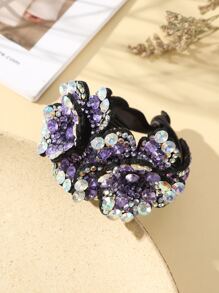 1pc Rhinestone Flower Hair Clip (Random Rhinestone Color) - Purple - View 2