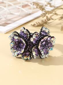 1pc Rhinestone Flower Hair Clip (Random Rhinestone Color) - Purple - View 3