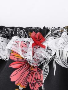 嬰兒隨機花朵印花繞頸連體短褲 - 彩色 - 查看 4