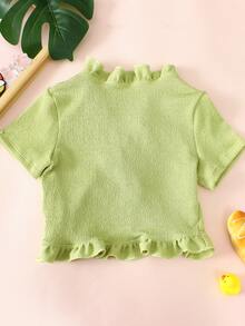 Girls Textured Frill Trim Kimono - Lime Green - View 2