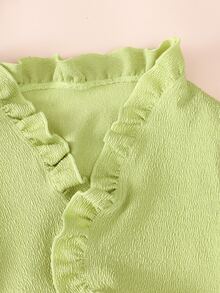 Girls Textured Frill Trim Kimono - Lime Green - View 4