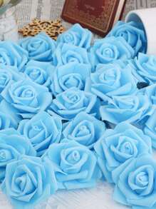 10入/15入組直徑7cm泡沫模擬花DIY人造花，適用於派對 - 藍色 - 查看 2